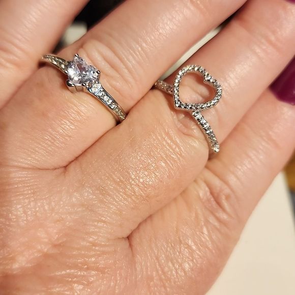 HEART 2 PIECE WEDDING RING SET - Picture 6 of 6